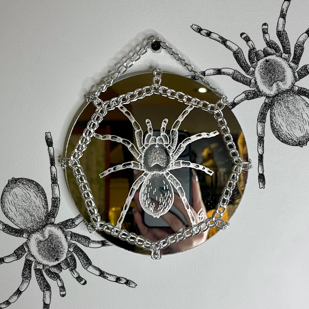 Tarantula Hand-engraved Decorative Mirror | Etched Mirror Art | Dark Gothic Oddity Wall Decor | Handmade - Etsy
