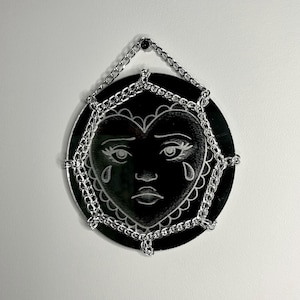 Hand-Engraved Sad Heart Decorative Mirror