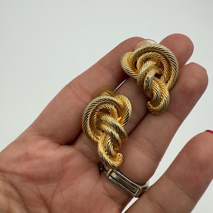 Vintage Gold Tone Rope Twist stud Earrings