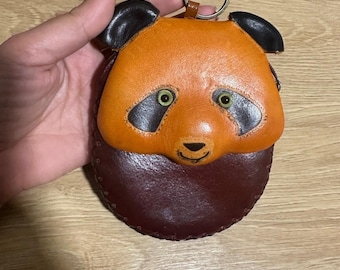vintage leather panda coin purse