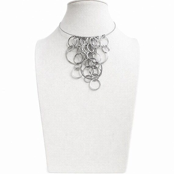 Vintage Silver Multi Ring Statement Necklace Mode… - image 2