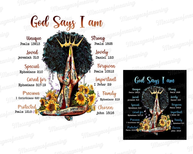 Black Woman God Say I Am Png African American Lady Png Etsy