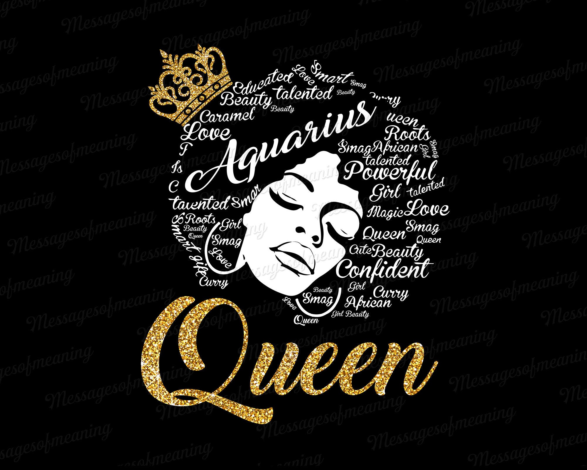 Download Aquarius Black Queen Svg Aquarius Queen Birthday Svg January | Etsy