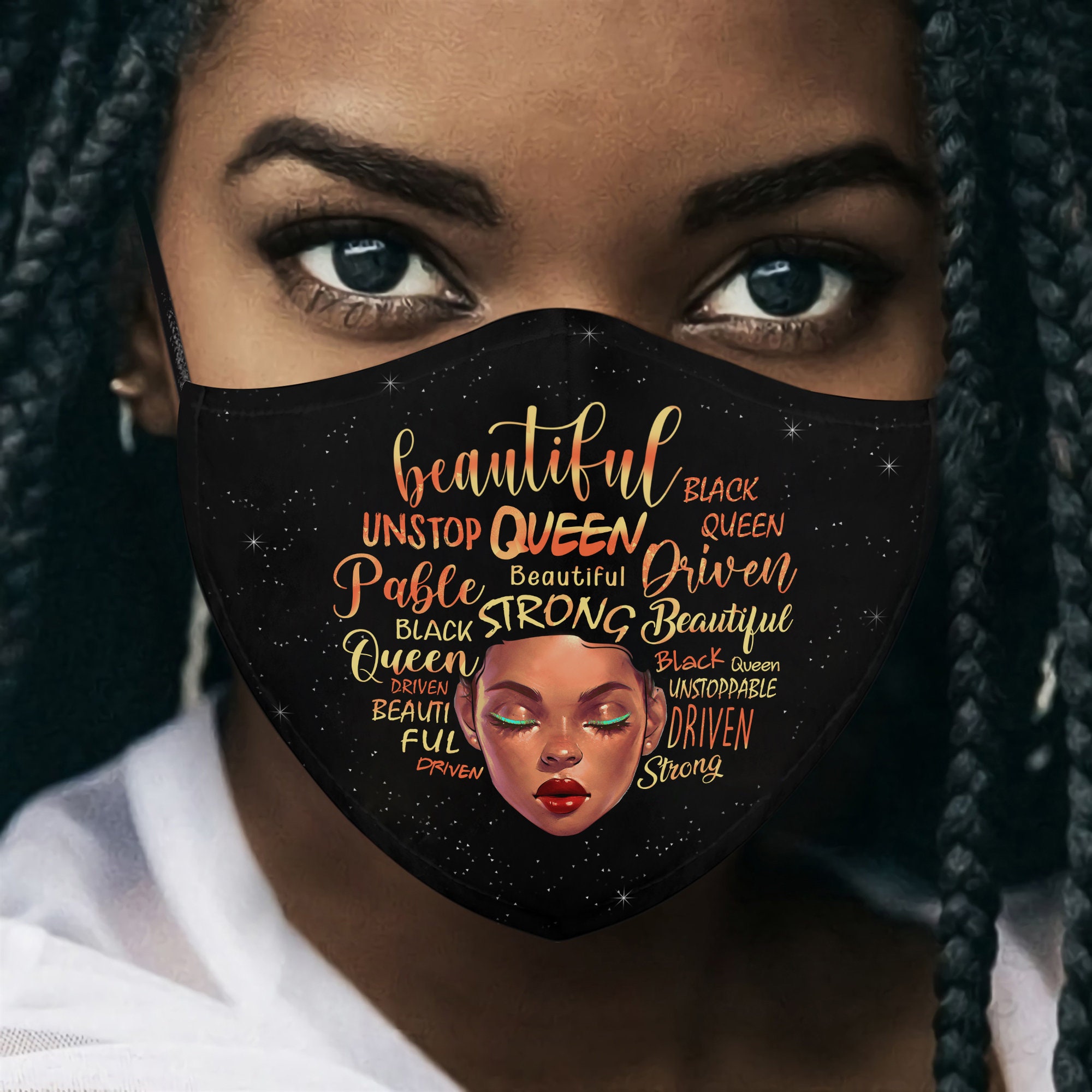 Beautiful Unstoppable Black Queen Face Mask Black Women Mask Etsy