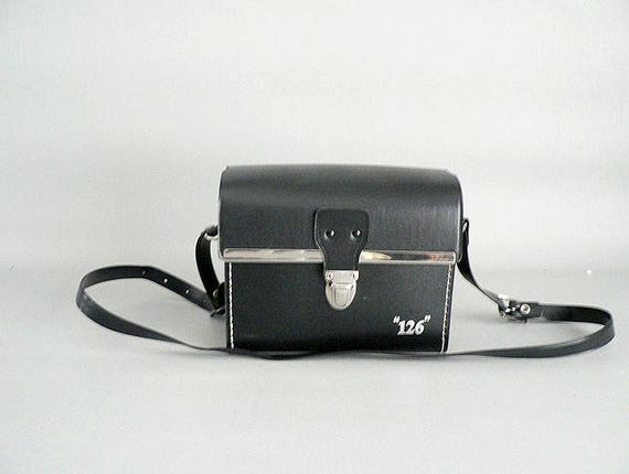 small leather camera bag