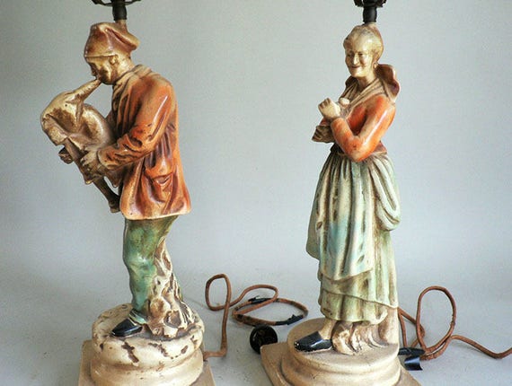 figurine table lamps antique