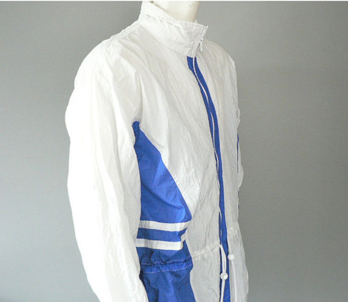 White Windbreaker Parka Men Size Medium Etsy