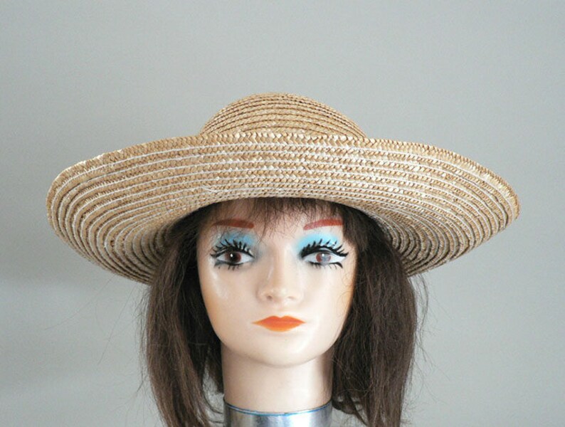 Womens Large Straw Sun Hat With Back Bow Etsy