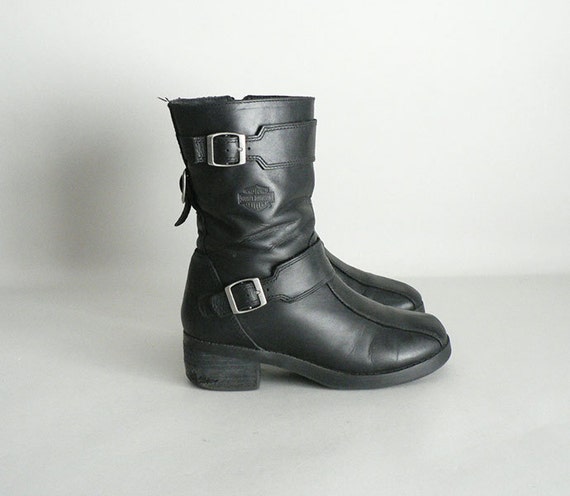 womens black leather moto boots