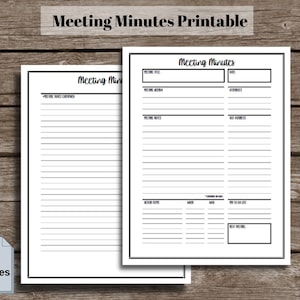 Printable Meeting Minutes Form