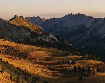 Extra Large Wall Art, 20x60 Panoramic Print, Golden Glow, Sunrise Panorama, Fine Art Landscape Photography, Idaho Mountain Photo,Morning Sun