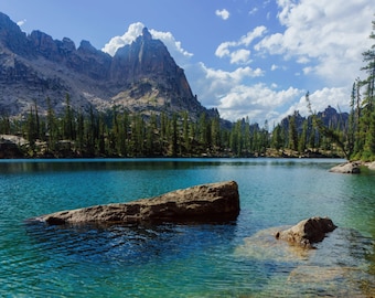 Mountain Lake Photo, Idaho Landscape Photography, Nature Photography, Fine Art Landscape Photo, Blue Water, Trees, Vacation Home, Sawtooth