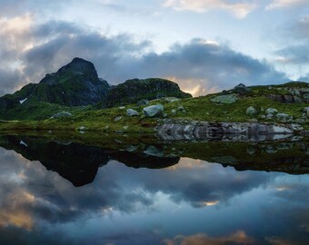 Landscape Wall Art, Landscape Art Print, Norway Print, Large Metal Wall Art, 20x30 Print, Lake House Decor, Sunset Canvas Print, Clouds,Blue