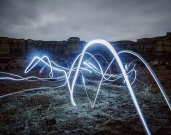Light Painting Photography, Desert Landscape Photography, Abstract Artwork, Long Exposure Photo, Scenic Landscape, Oregon, West Coast Art