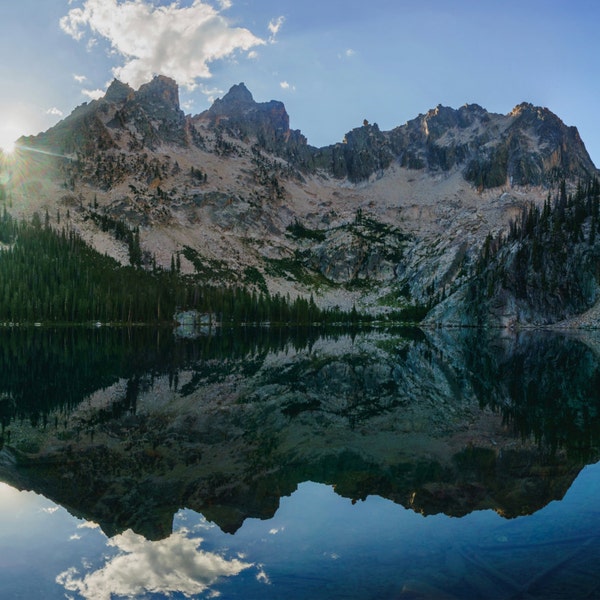 Water Reflection Photo, Sawtooth Mountains Idaho, Mountain Lake, Fine Art Landscape Photography, Vacation Home Decor, Mountain Cabin Artwork