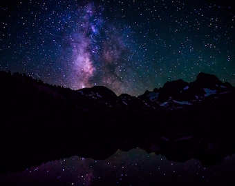 Milky Way Photography, Night Sky Stars, Lake Reflection, Astrophotography, Silhouette Photo, Space, Galaxy, Constellations, Mountain Nature