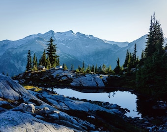 Washington Landscape Photography, Washington State Nature, Pacific Northwest, Summer Sunset Photo, Blue Alpine Lake, Fine Art Photography