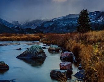 Colorado Nature Photography, Rocky Mountain National Park, Foggy Morning, Mountain River Photography, Fine Art Landscape Photography, Misty
