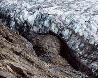 Abstract Landscape Photography, Iceland Nature Photo, Rock and Ice Print, Blue Glacier Photo, Geometric Photography, Arctic Art Photography