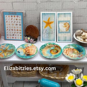 Dollhouse Miniature Seashell Plates ( set of 4) 1:12 scale