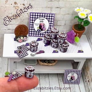 Miniature Grape Jelly set Dollhouse 1:12 scale