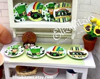St. Patrick's Dollhouse Plates ( set of 4) 1:12 scale Miniatures