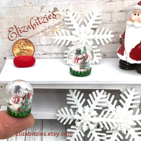 Dollhouse Snow Globe Snowman with Candy Cane (Small)