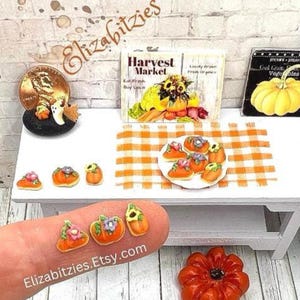 Miniature Dollhouse Decorated Pumpkin Cookies on Plate 1:12 scale