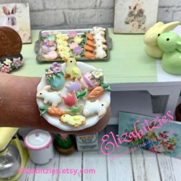 Miniature Easter Cookies on Plate 1:12 scale