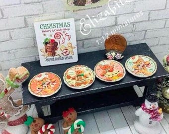Miniature Christmas Gingerbread Dollhouse Plates ( set of 4) 1:12 scale