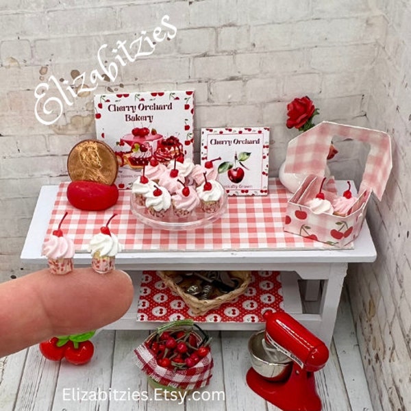 Dollhouse  Cherry Cupcake set (set of 2) 1:12 scale