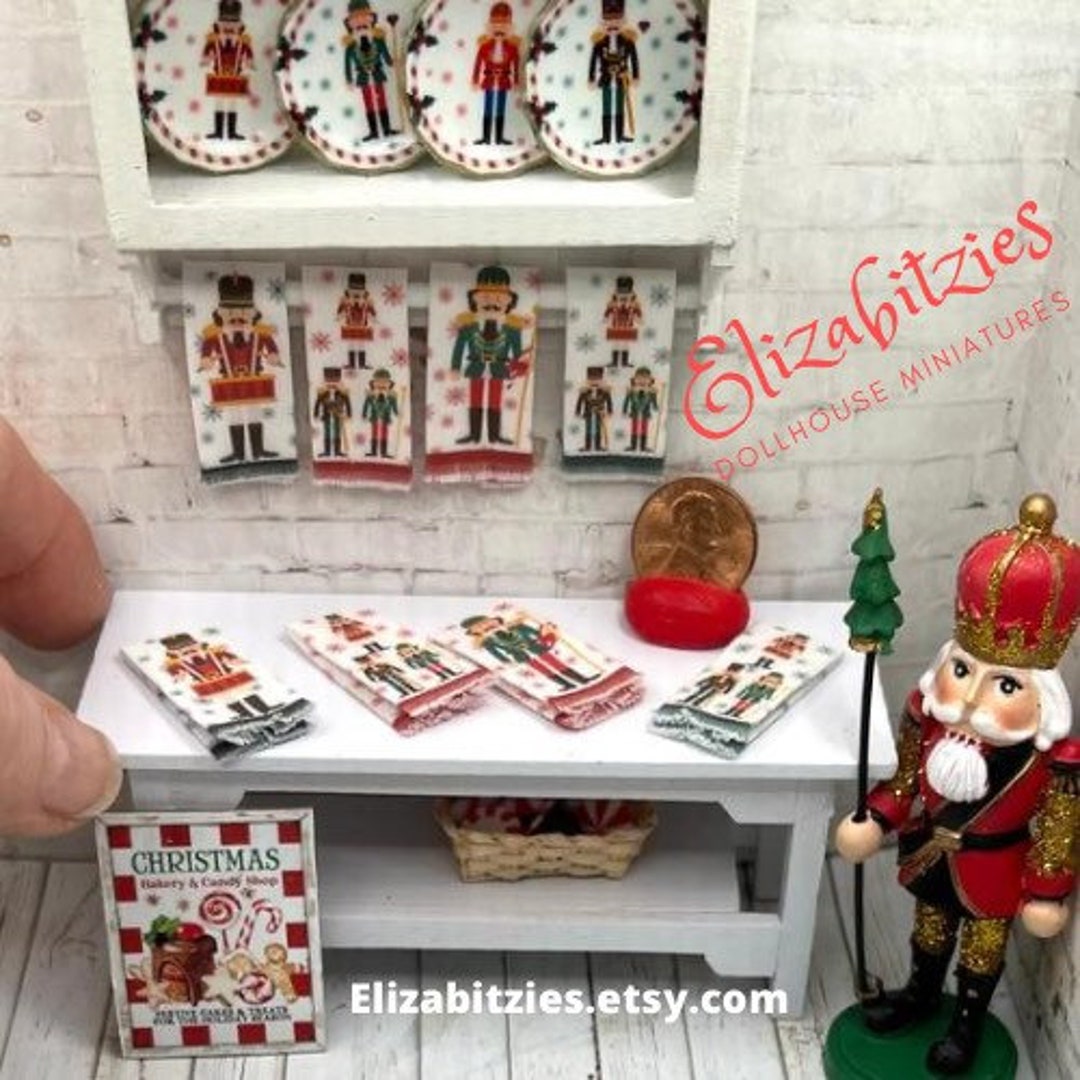 Dollhouse Miniature Nutcracker Tea Towels 1set of 4 Dollhouse 112 Scale Etsy