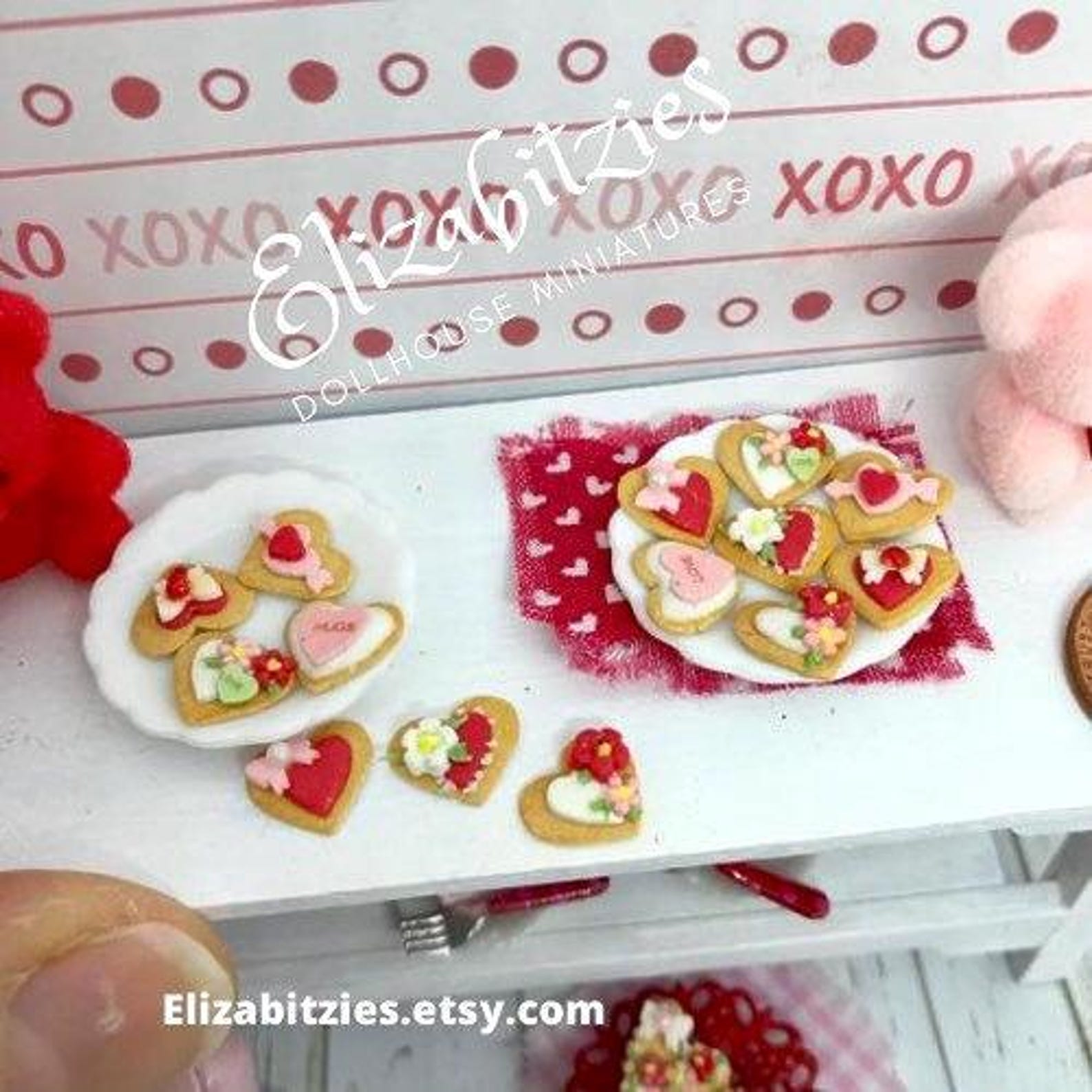 Miniature Valentines Day Cookies (7) on Anceramic Plate1:12 Scale - Etsy