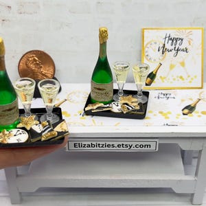 Dollhouse New Years Champagne and Cookie Tray