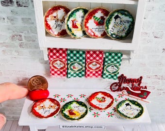 Miniature Christmas Decorative Dollhouse  Plates ( set of 4) 1:12 scale