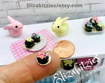 Miniature Chocolate Easter Eggs( set of 3) on Ceramic Plate 1:12 scale