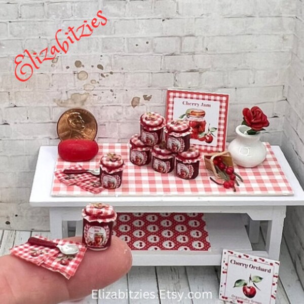 Miniature Cherry Jam set Dollhouse 1:12 scale