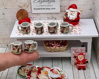 Dollhouse Santa Mugs (set of 4) 1:12 scale