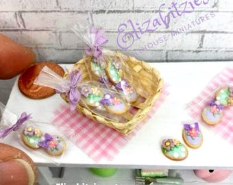 Dollhouse Easter Egg Cookies in cello bag – Miniature Faux Food, 1:12 Scale