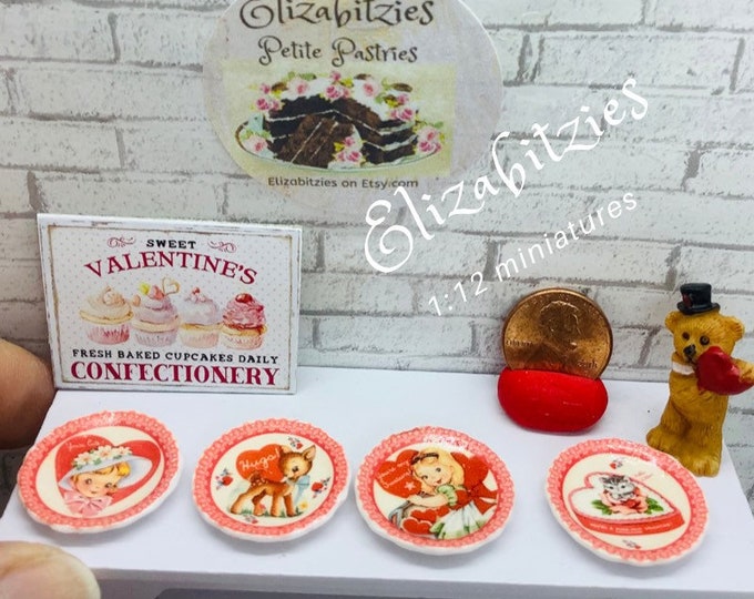 Dollhouse Valentines Miniature Plates Set of 4 112 Scale Etsy
