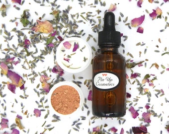 Vegan Skincare Sample Set: Lavender Grapefruit Serum, Rose Clay Mask, Rose Face Cream