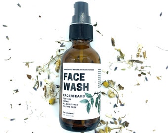 Men's Face Wash,Tea Tree Face Wash, Beard Wash, Face Wash, Foaming Face Wash,Vegan Face Wash,Sulfate Free