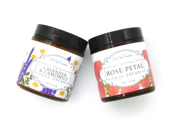 Rose Petal + Lavender and Chamomile Face Cream Set | 8 oz