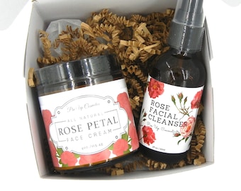 Vegan Rose Skin Care Gift Box | Facial Cleanser & Rose Petal Face Cream
