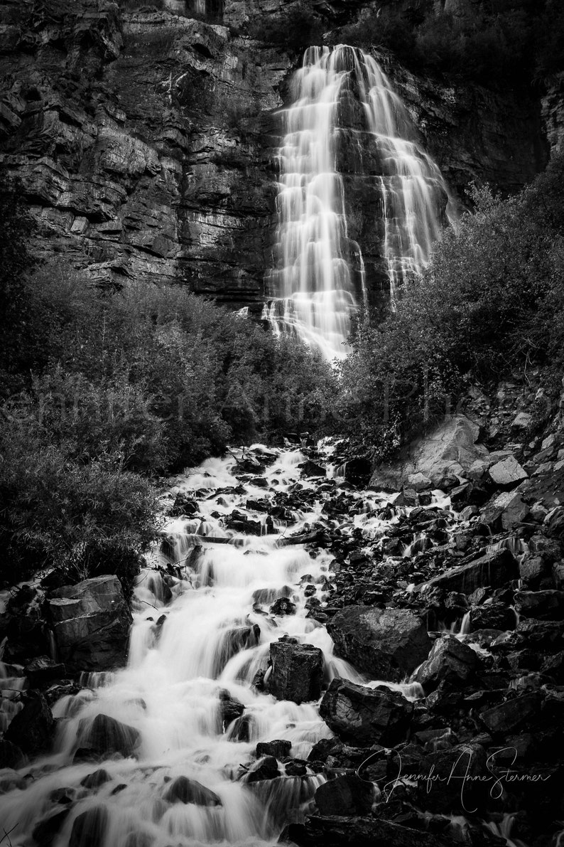 Waterfall Photography Waterfall Wall Art Black and White Etsy