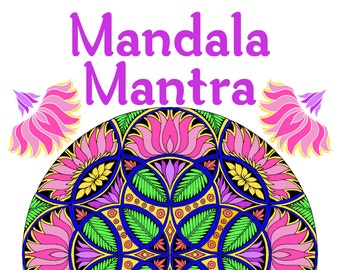 Mandala Adult Coloring Book — 30 Meditation Mandalas with Sanskrit Mantras, Instant Download PDF