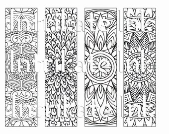 4 mandala colouring bookmarks set 2 instant download etsy