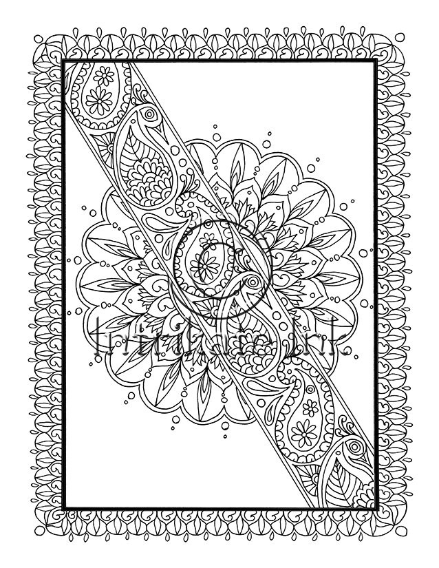 Paisley Coloring Page 9 Instant Download heena doodle | Etsy