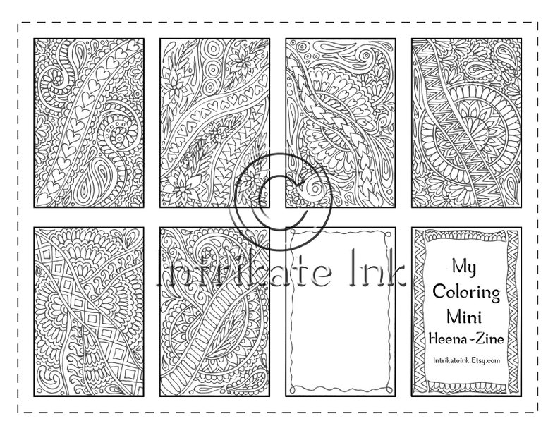 Download DIY Mini Zine Heena Paisley Colouring Book Instant Download | Etsy