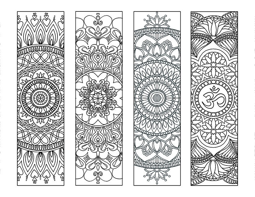 4 mandala colouring bookmarks set 2 instant download etsy